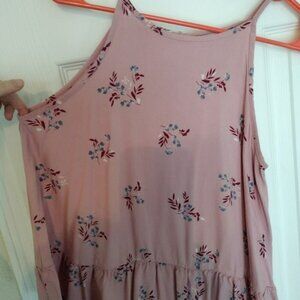 ARIZONA‎ JEAN CO Floral Sleeveless Ruffle top Women M Pink Rayon